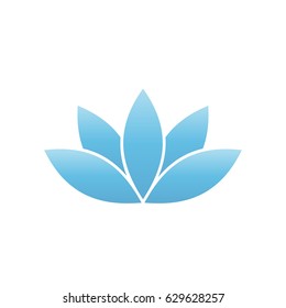 Blue lotus symbol. Spa and wellness theme design element. Vector illustration.