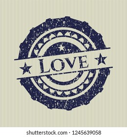 Blue Love distress grunge stamp