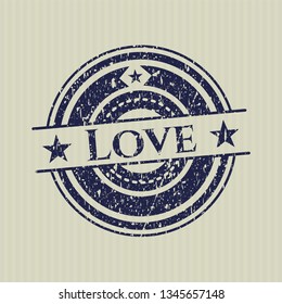 Blue Love distress rubber grunge seal