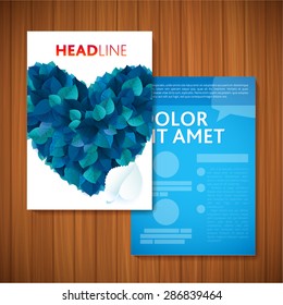 BLUE LOVE HEART Nature rainbow leaves concept card.  Vector leaf abstract background. Vector template is useful to you to create your own beautiful design.