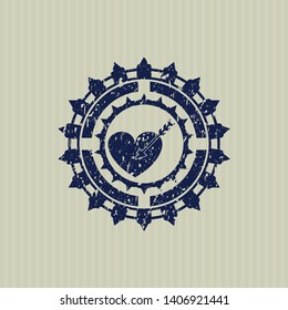 Blue love icon inside rubber grunge texture seal