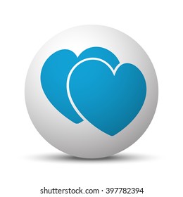 Blue Love Sign icon on sphere on white background