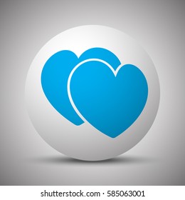 Blue Love Sign icon on white sphere