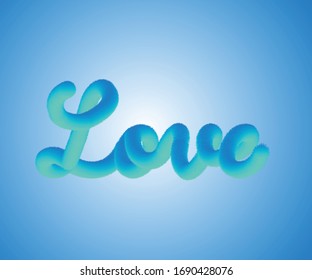 blue love text effect design 