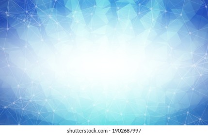 Blue low poly background. Polygonal design pattern. Bright mosaic modern geometric design, Creative Design Templates. Connected lines with dots.