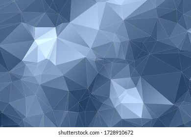 Blue Low Poly Banner Background with Dashed Line Triangles