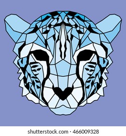 Blue low poly lined cheetah