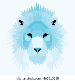 Blue low poly lion