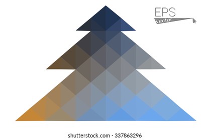 Blue low poly style christmas tree vector illustration consisting of triangles. Abstract triangular poly origami or crystal design of New Years celebration. Isolated on white background