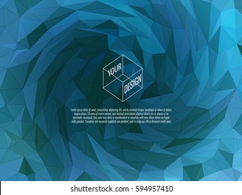 Blue low poly twirl vortex background for text copy message and multi purpose design