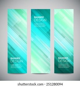 Blue low poly vector vertical banners set with polygonal abstract lines. Abstract vector polygonal bright background. Vector web buttons. Design vector elements