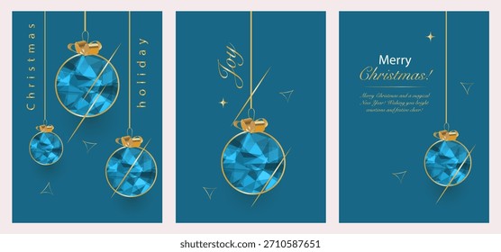 Tarjeta de felicitación azul de los adornos de Festiva del invierno bajo poli