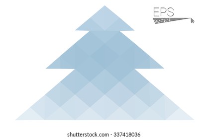 Blue low polygon style christmas tree vector illustration consisting of triangles . Abstract triangular polygonal origami or crystal design of New Years celebration. Isolated on white background.