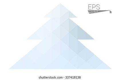 Blue low polygon style christmas tree vector illustration consisting of triangles . Abstract triangular polygonal origami or crystal design of New Years celebration. Isolated on white background.