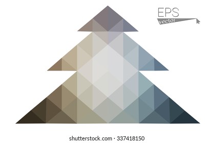Blue low polygon style christmas tree vector illustration consisting of triangles . Abstract triangular polygonal origami or crystal design of New Years celebration. Isolated on white background.