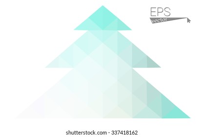 Blue low polygon style christmas tree vector illustration consisting of triangles . Abstract triangular polygonal origami or crystal design of New Years celebration. Isolated on white background.