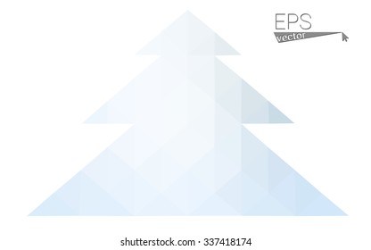 Blue low polygon style christmas tree vector illustration consisting of triangles . Abstract triangular polygonal origami or crystal design of New Years celebration. Isolated on white background.