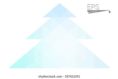 Blue low polygon style christmas tree vector illustration consisting of triangles . Abstract triangular polygonal origami or crystal design of New Years celebration. Isolated on white background.