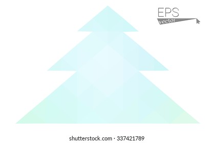 Blue low polygon style christmas tree vector illustration consisting of triangles . Abstract triangular polygonal origami or crystal design of New Years celebration. Isolated on white background.