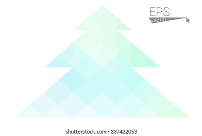Blue low polygon style christmas tree vector illustration consisting of triangles . Abstract triangular polygonal origami or crystal design of New Years celebration. Isolated on white background.