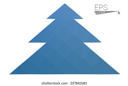 Blue low polygon style christmas tree vector illustration consisting of triangles . Abstract triangular polygonal origami or crystal design of New Years celebration. Isolated on white background.