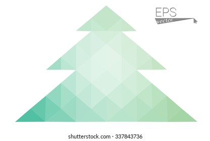 Blue low polygon style christmas tree vector illustration consisting of triangles . Abstract triangular polygonal origami or crystal design of New Years celebration. Isolated on white background.