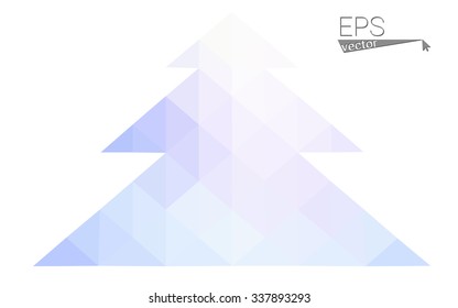 Blue low polygon style christmas tree vector illustration consisting of triangles . Abstract triangular polygonal origami or crystal design of New Years celebration. Isolated on white background.