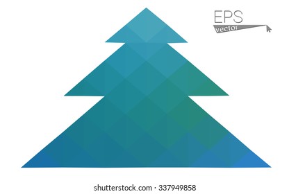 Blue low polygon style christmas tree vector illustration consisting of triangles . Abstract triangular polygonal origami or crystal design of New Years celebration. Isolated on white background. Blue low polygon style christmas tree vector illustration consisting of triangles . Abstract triangular polygonal origami or crystal design of New Years celebration. Isolated on white background.