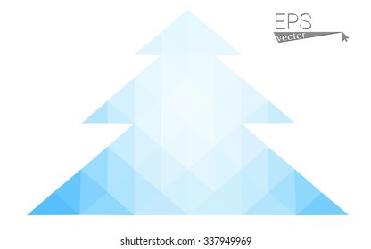 Blue low polygon style christmas tree vector illustration consisting of triangles . Abstract triangular polygonal origami or crystal design of New Years celebration. Isolated on white background.