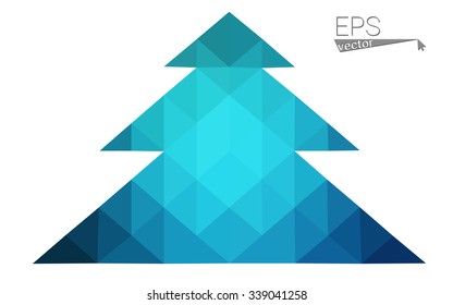 Blue low polygon style christmas tree vector illustration consisting of triangles . Abstract triangular polygonal origami or crystal design of New Years celebration. Isolated on white background. Blue low polygon style christmas tree vector illustration consisting of triangles . Abstract triangular polygonal origami or crystal design of New Years celebration. Isolated on white background.