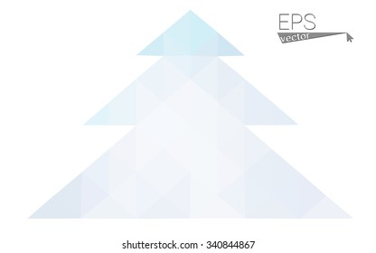 Blue low polygon style christmas tree vector illustration consisting of triangles . Abstract triangular polygonal origami or crystal design of New Years celebration. Isolated on white background.