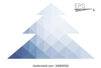 Blue low polygon style christmas tree vector illustration consisting of triangles . Abstract triangular polygonal origami or crystal design of New Years celebration. Isolated on white background.