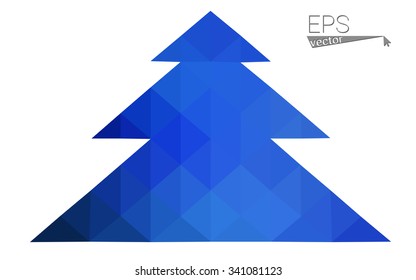 Blue low polygon style christmas tree vector illustration consisting of triangles . Abstract triangular polygonal origami or crystal design of New Years celebration. Isolated on white background. Blue low polygon style christmas tree vector illustration consisting of triangles . Abstract triangular polygonal origami or crystal design of New Years celebration. Isolated on white background.