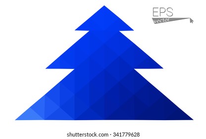 Blue low polygon style christmas tree vector illustration consisting of triangles . Abstract triangular polygonal origami or crystal design of New Years celebration. Isolated on white background. Blue low polygon style christmas tree vector illustration consisting of triangles . Abstract triangular polygonal origami or crystal design of New Years celebration. Isolated on white background.