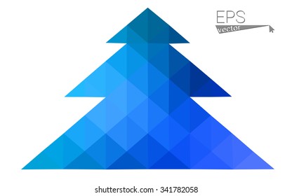 Blue low polygon style christmas tree vector illustration consisting of triangles . Abstract triangular polygonal origami or crystal design of New Years celebration. Isolated on white background. Blue low polygon style christmas tree vector illustration consisting of triangles . Abstract triangular polygonal origami or crystal design of New Years celebration. Isolated on white background.
