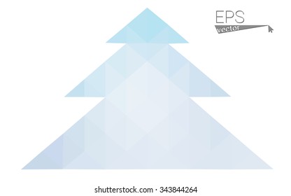 Blue low polygon style christmas tree vector illustration consisting of triangles . Abstract triangular polygonal origami or crystal design of New Years celebration. Isolated on white background.