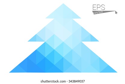 Blue low polygon style christmas tree vector illustration consisting of triangles . Abstract triangular polygonal origami or crystal design of New Years celebration. Isolated on white background. Blue low polygon style christmas tree vector illustration consisting of triangles . Abstract triangular polygonal origami or crystal design of New Years celebration. Isolated on white background.