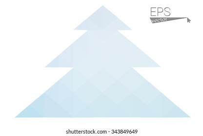 Blue low polygon style christmas tree vector illustration consisting of triangles . Abstract triangular polygonal origami or crystal design of New Years celebration. Isolated on white background.