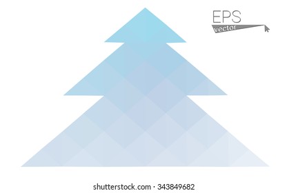 Blue low polygon style christmas tree vector illustration consisting of triangles . Abstract triangular polygonal origami or crystal design of New Years celebration. Isolated on white background.