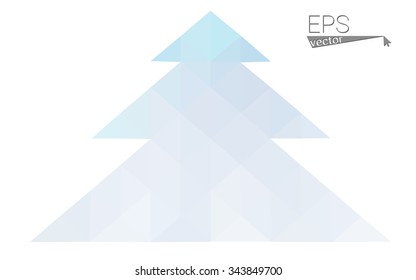 Blue low polygon style christmas tree vector illustration consisting of triangles . Abstract triangular polygonal origami or crystal design of New Years celebration. Isolated on white background.