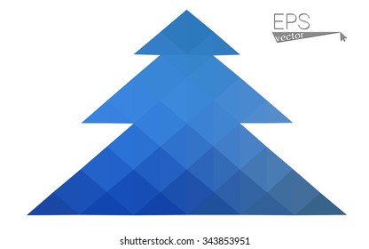 Blue low polygon style christmas tree vector illustration consisting of triangles . Abstract triangular polygonal origami or crystal design of New Years celebration. Isolated on white background. Blue low polygon style christmas tree vector illustration consisting of triangles . Abstract triangular polygonal origami or crystal design of New Years celebration. Isolated on white background.