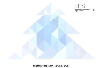 Blue low polygon style christmas tree vector illustration consisting of triangles . Abstract triangular polygonal origami or crystal design of New Years celebration. Isolated on white background.