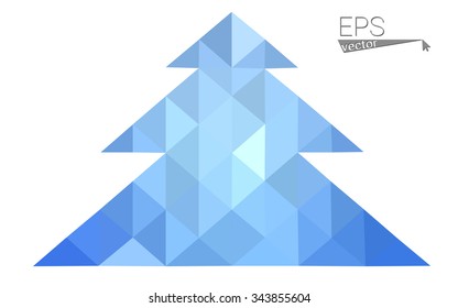 Blue low polygon style christmas tree vector illustration consisting of triangles . Abstract triangular polygonal origami or crystal design of New Years celebration. Isolated on white background. Blue low polygon style christmas tree vector illustration consisting of triangles . Abstract triangular polygonal origami or crystal design of New Years celebration. Isolated on white background.