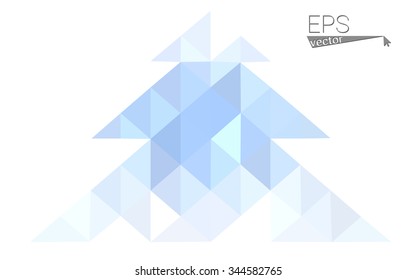 Blue low polygon style christmas tree vector illustration consisting of triangles . Abstract triangular polygonal origami or crystal design of New Years celebration. Isolated on white background.