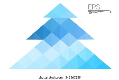 Blue low polygon style christmas tree vector illustration consisting of triangles . Abstract triangular polygonal origami or crystal design of New Years celebration. Isolated on white background.