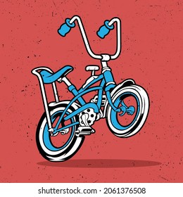 blue low rider bike in red background vintage free vector svg