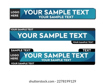 Blue Lower third vector design with Blue overlay strip text video. News Lower Thirds Pack Template. Vector illustration.