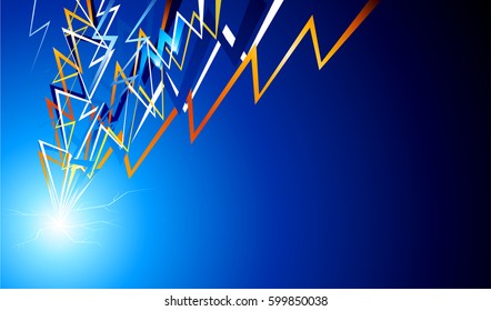 Blue luminous abstract flash background. Vector illustration.