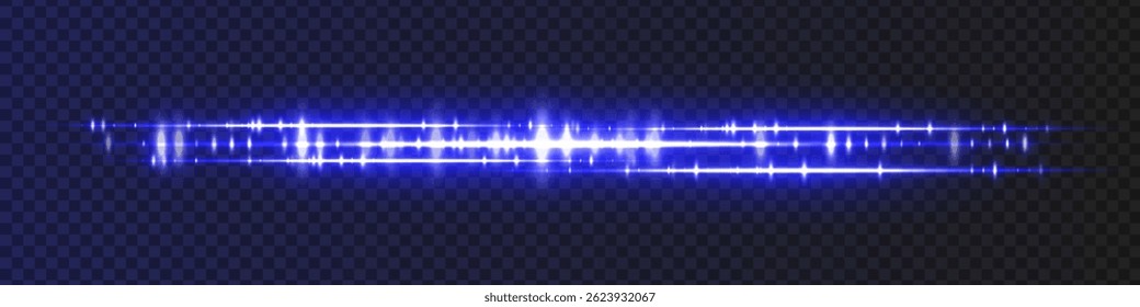 Blue luminous audio waveform with detailed peaks and glowing energy bands on dark checkered transparency. Suitable for music streaming visuals, voice UI or media signal design.