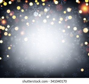 Blue luminous background with confetti. Vector illustration.